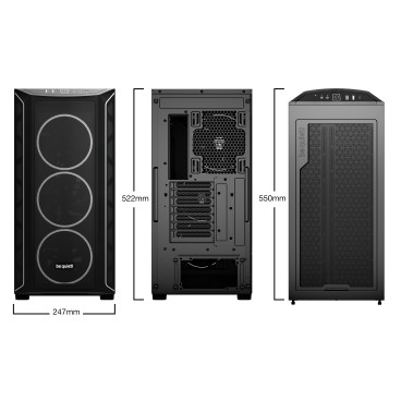 be quiet! Shadow Base 800 Noir | Boîtier PC ARGB vitré, Mini ITX   Micro ATX   ATX   E-ATX, 4 ventilateurs Light Wings PWM 140