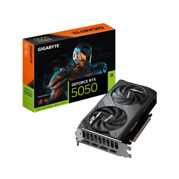 GIGABYTE GeForce RTX 5050 WINDFORCE OC 8G Carte Graphique - 8GB GDDR6, 128bit, PCI-E 5.0, 2587MHz Fréquence du cœur, 2 x DP, 2