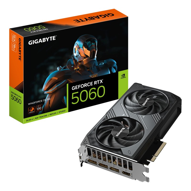 GIGABYTE GeForce RTX 5060 WINDFORCE OC 8G Carte Graphique - 8GB GDDR7, 128bit, PCI-E 5.0, 2512 MHz Fréquence du cœur, 3 x