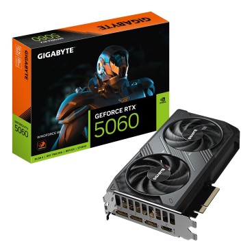 GIGABYTE GeForce RTX 5060 WINDFORCE 8G Carte Graphique - 8GB GDDR7, 128bit, PCI-E 5.0, 2497 MHz Fréquence du cœur, 3 x