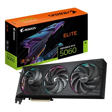 GIGABYTE AORUS GeForce RTX 5060 ELITE 8G Carte Graphique - 8GB GDDR7, 128bit, PCI-E 5.0, 2722 MHz Fréquence du cœur, 3 x