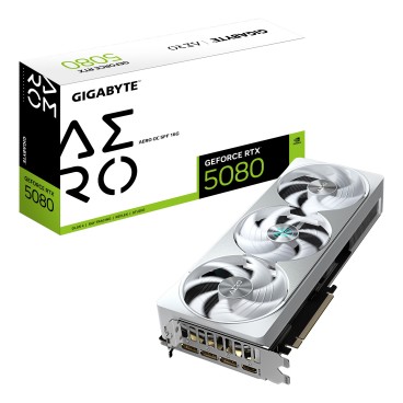GIGABYTE GeForce RTX 5080 AERO OC SFF 16G Carte graphique - 16 Go GDDR7, 256 bits, PCI-E 5.0, 2730MHz Core Clock, 3 x