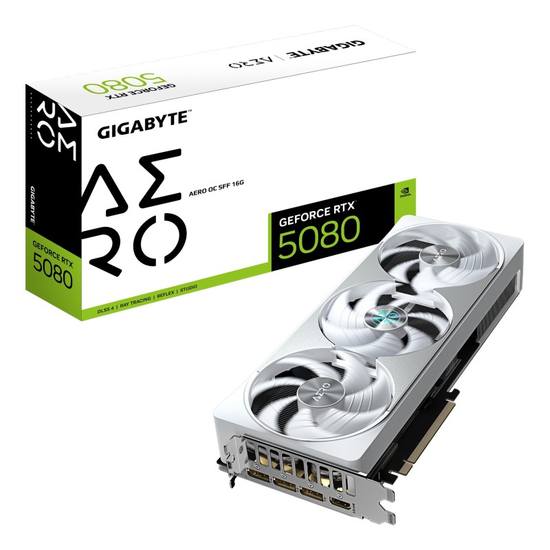 GIGABYTE GeForce RTX 5080 AERO OC SFF 16G Carte graphique - 16 Go GDDR7, 256 bits, PCI-E 5.0, 2730MHz Core Clock, 3 x
