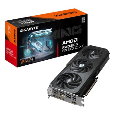 GIGABYTE Radeon RX 9060 XT GAMING OC 8G Carte Graphique - 8GB GDDR6, 128bit, PCI-E 5.0, 3320 MHz Fréquence du cœur, 2 x