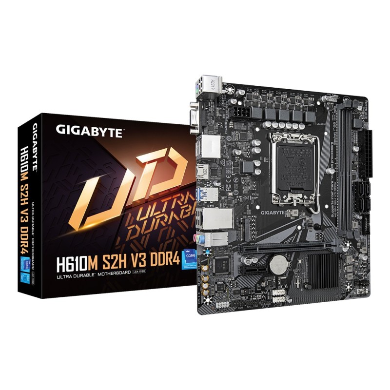GIGABYTE H610M S2H V3 DDR4 Carte mère - Compatible avec processeurs Intel Core 14th CPUs, 4+1+1 Hybrid Digital VRM, up to