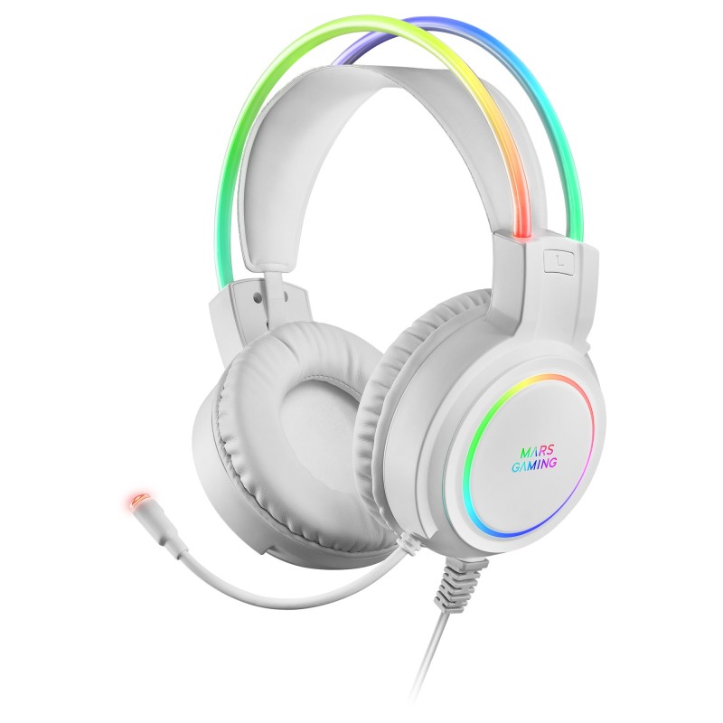 Mars Gaming MHRGBW casque Avec fil Arceau USB Type-A Blanc