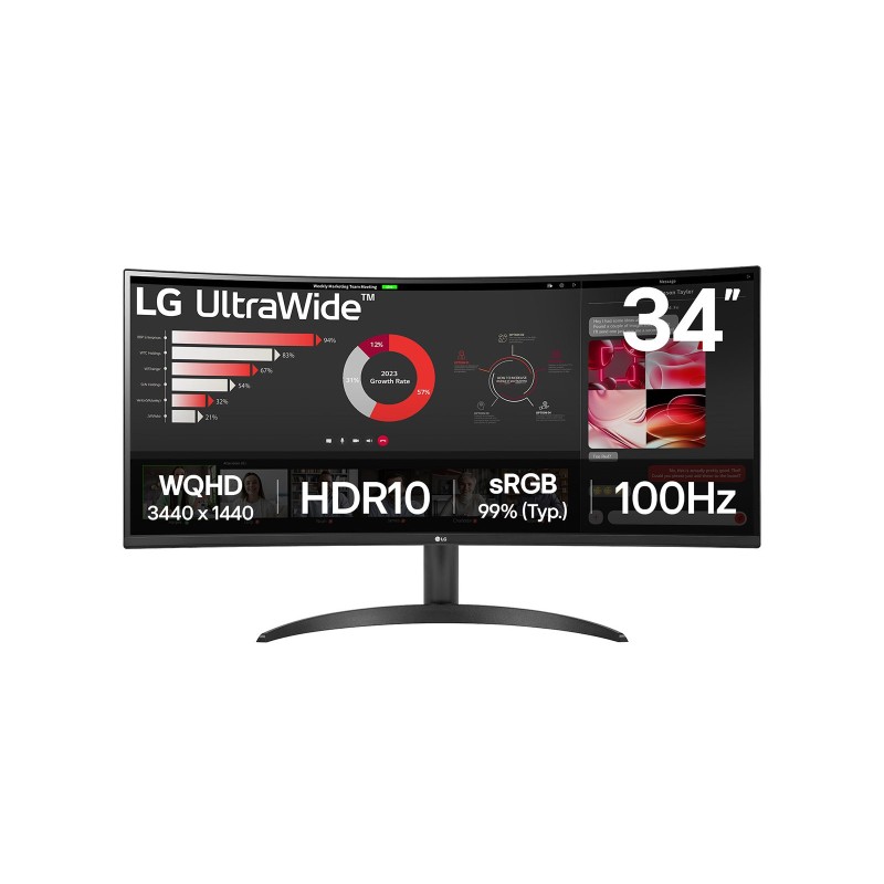 LG 34WR50QK-B écran plat de PC 86,4 cm (34") 3440 x 1440 pixels Wide Quad HD Noir