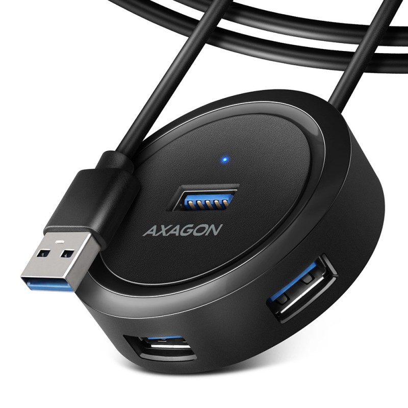Axagon HUE-P1AL hub & concentrateur USB 3.2 Gen 1 (3.1 Gen 1) Type-A 5000 Mbit s Noir