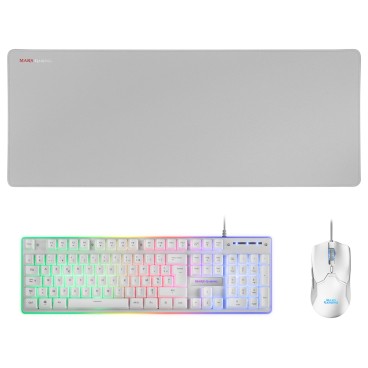 Mars Gaming MCPXWFR clavier Souris incluse USB Français Blanc