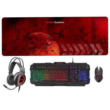 Mars Gaming MCPRGB2FR clavier Souris incluse USB AZERTY Français Noir