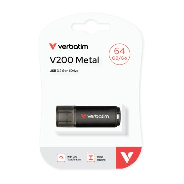 Verbatim V200 Metal USB Drive 64GB lecteur USB flash 64 Go USB Type-A 3.2 Gen 1 (3.1 Gen 1) Noir