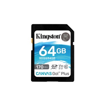 Kingston Technology Canvas Go! Plus Carte SDXC Canvas Go Plus 170R C10 UHS-I U3 V30 de 64 Go