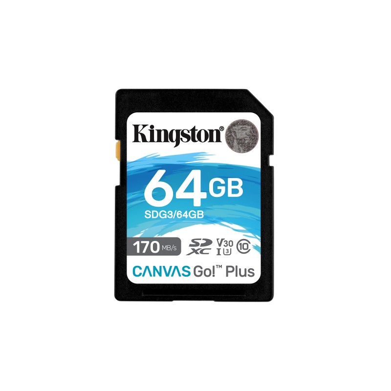 Kingston Technology Canvas Go! Plus Carte SDXC Canvas Go Plus 170R C10 UHS-I U3 V30 de 64 Go
