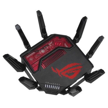ASUS ROG Rapture GT-BE19000 routeur sans fil Multi-Gigabit Ethernet Tri-bande (2,4 GHz / 5 GHz / 6 GHz) Noir, Rouge