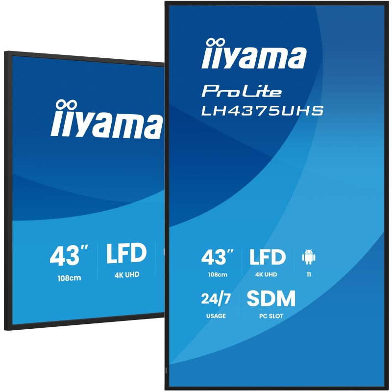 iiyama LH4375UHS-B2AG Écran d'affichage dynamique Écran plat de signalisation numérique 108 cm (42.5") LCD Wifi 500 cd m² 4K