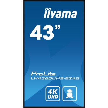 iiyama LH4360UHS-B2AG Écran d'affichage dynamique Carte A numérique 108 cm (42.5") LED Wifi 500 cd m² 4K Ultra HD Noir Intégré