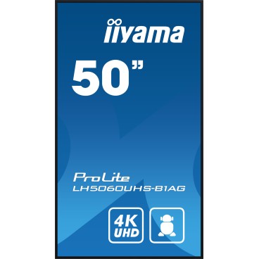 iiyama LH5060UHS-B1AG Écran d'affichage dynamique Carte A numérique 125,7 cm (49.5") LED Wifi 500 cd m² 4K Ultra HD Noir