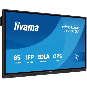 iiyama TE6513A-B1AG Écran d'affichage dynamique Écran plat interactif 163,8 cm (64.5") Wifi 500 cd m² 4K Ultra HD Noir Écran
