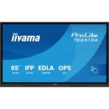 iiyama TE6513A-B1AG Écran d'affichage dynamique Écran plat interactif 163,8 cm (64.5") Wifi 500 cd m² 4K Ultra HD Noir Écran