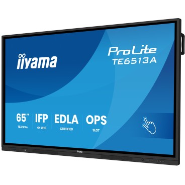 iiyama TE6513A-B1AG Écran d'affichage dynamique Écran plat interactif 163,8 cm (64.5") Wifi 500 cd m² 4K Ultra HD Noir Écran