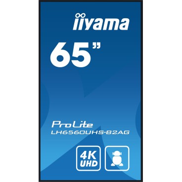iiyama LH6560UHS-B2AG Écran d'affichage dynamique Carte A numérique 163,8 cm (64.5") LED Wifi 500 cd m² 4K Ultra HD Noir