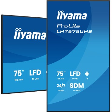 iiyama LH7575UHS-B2AG Écran d'affichage dynamique Écran plat de signalisation numérique 190,5 cm (75") LCD Wifi 500 cd m² 4K