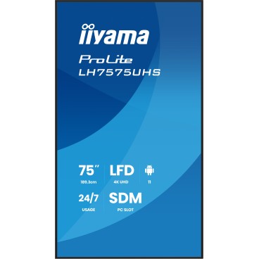 iiyama LH7575UHS-B2AG Écran d'affichage dynamique Écran plat de signalisation numérique 190,5 cm (75") LCD Wifi 500 cd m² 4K