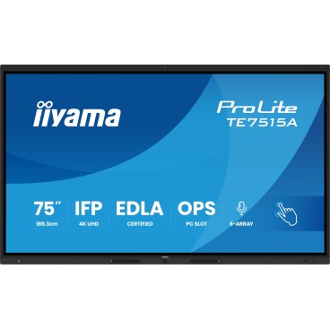 iiyama TE7515A-B1AG Écran d'affichage dynamique Écran plat interactif 190,5 cm (75") Wifi 550 cd m² 4K Ultra HD Noir Écran