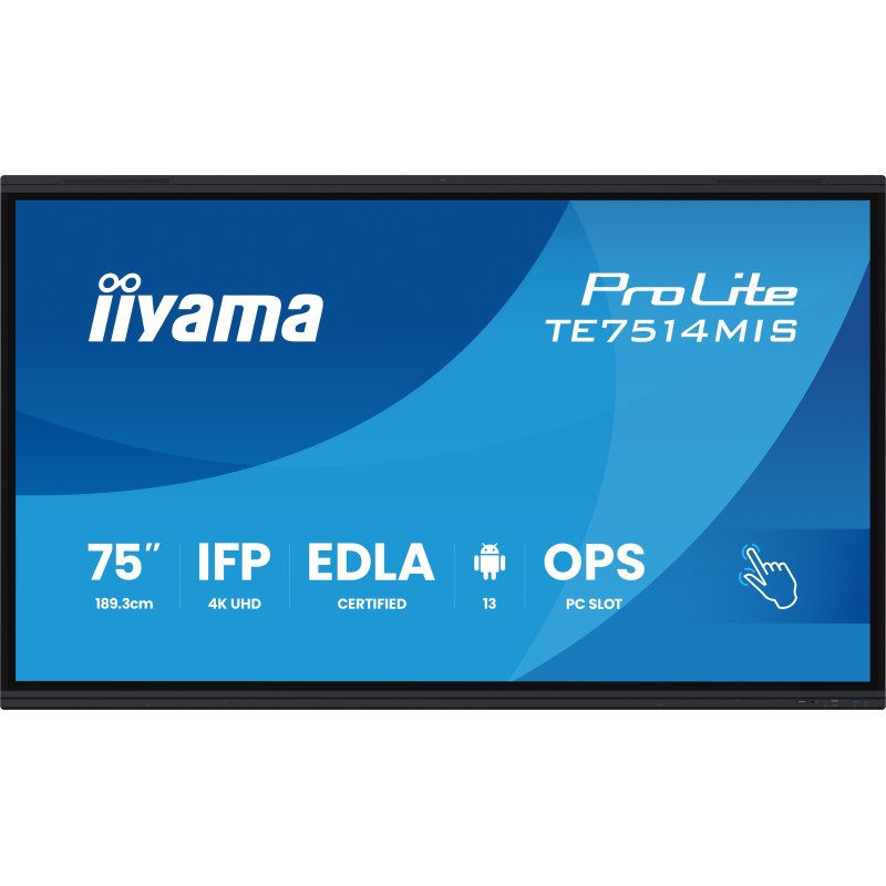 iiyama PROLITE TE7514MIS-B2AG Écran plat de signalisation numérique 190,5 cm (75") LCD Wifi 435 cd m² 4K Ultra HD Noir Écran