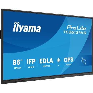 iiyama TE8612MIS-B4AG Écran d'affichage dynamique Écran plat interactif 2,17 m (85.6") LCD Wifi 400 cd m² 4K Ultra HD Noir