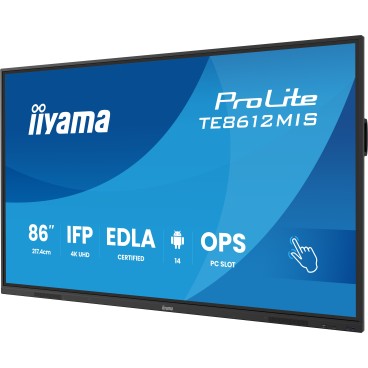 iiyama TE8612MIS-B4AG Écran d'affichage dynamique Écran plat interactif 2,17 m (85.6") LCD Wifi 400 cd m² 4K Ultra HD Noir