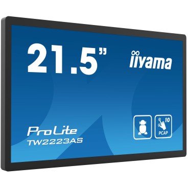 iiyama TW2223AS-B2 Écran d'affichage dynamique Écran plat interactif 54,6 cm (21.5") Wifi 400 cd m² Full HD Noir Écran tactile