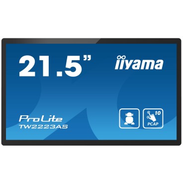 iiyama TW2223AS-B2 Écran d'affichage dynamique Écran plat interactif 54,6 cm (21.5") Wifi 400 cd m² Full HD Noir Écran tactile
