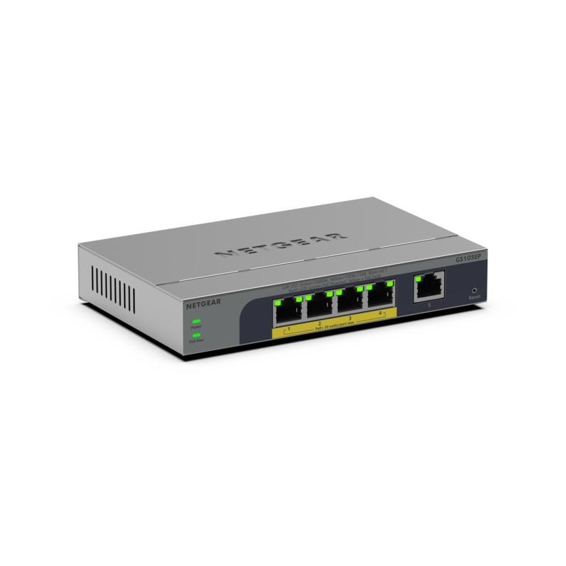 NETGEAR GS105EP Non-géré Gigabit Ethernet (10 100 1000) Connexion Ethernet, supportant l'alimentation via ce port (PoE) Gris