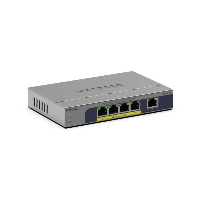 NETGEAR GS105P Non-géré Gigabit Ethernet (10 100 1000) Connexion Ethernet, supportant l'alimentation via ce port (PoE) Montage