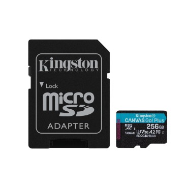 Kingston Technology Carte microSDXC Canvas Go Plus Gen4 200 Mo s A2 U3 V30 256 Go + adaptateur