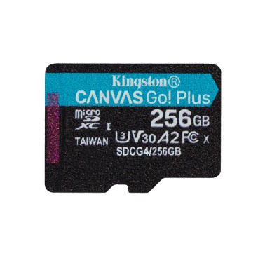 Kingston Technology Carte microSDXC Canvas Go Plus Gen4 200 Mo s A2 U3 V30 256 Go + adaptateur