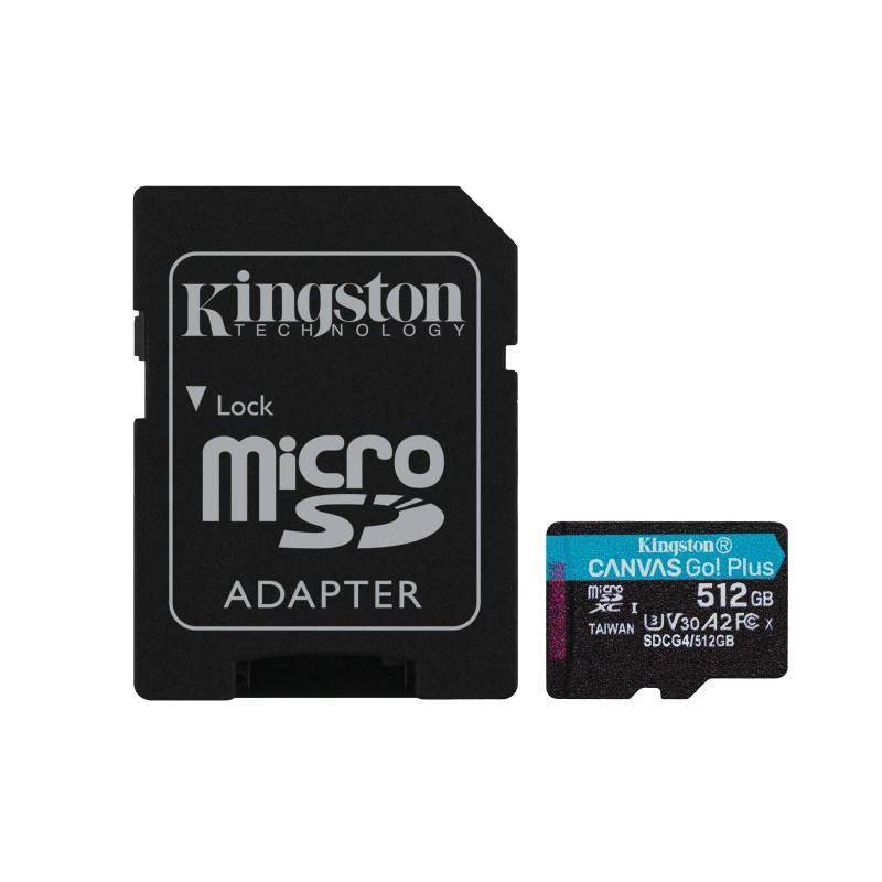 Kingston Technology Carte microSDXC Canvas Go Plus Gen4 200 Mo s A2 U3 V30 512 Go + adaptateur