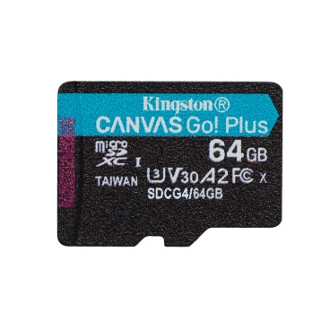 Kingston Technology Carte microSDXC Canvas Go Plus Gen4 200 Mo s A2 U3 V30 64 Go + adaptateur