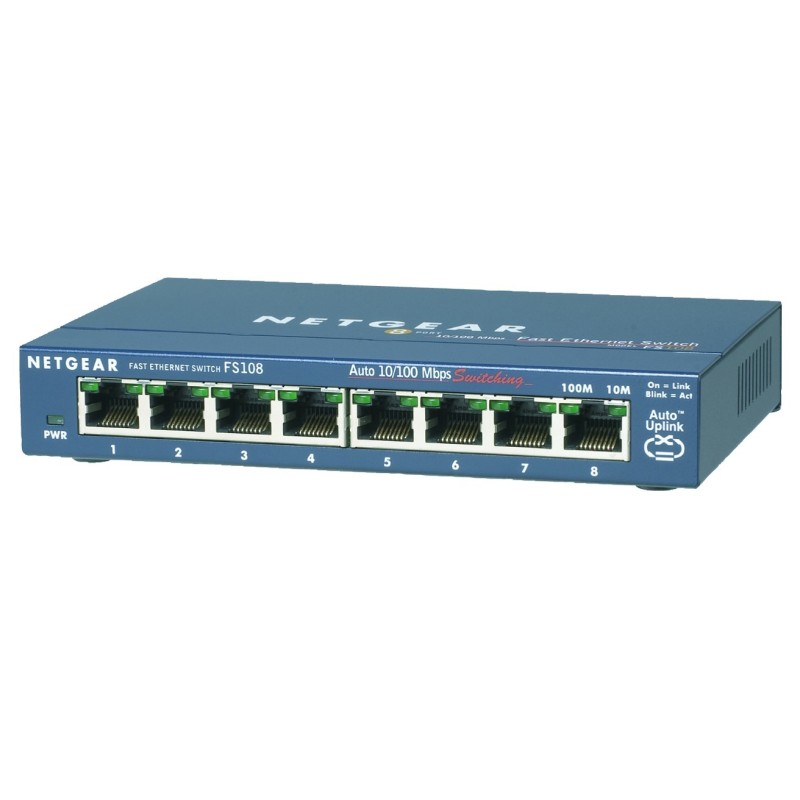 NETGEAR FS108-300PES commutateur réseau Non-géré L2 Fast Ethernet (10 100) Bleu
