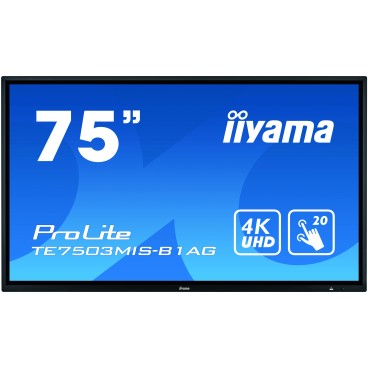 iiyama ProLite TE7503MIS-B1AG moniteur à écran tactile 190,5 cm (75") 3840 x 2160 pixels Plusieurs pressions Multi-utilisateur