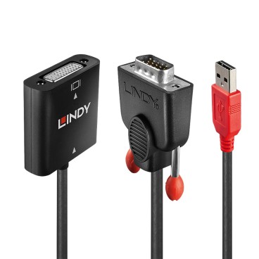 Lindy 38184 câble vidéo et adaptateur 0,2 m DVI-D VGA (D-Sub) + USB Noir, Orange