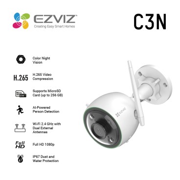 EZVIZ C3N Cosse Caméra de sécurité IP Extérieure 1920 x 1080 pixels Plafond mur