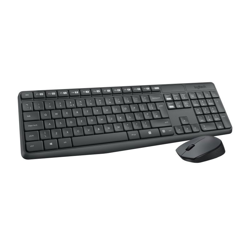 Logitech MK235 Wireless Keyboard and Mouse Combo clavier USB QWERTY US  International Gris