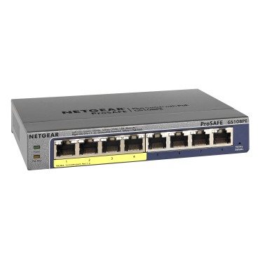 NETGEAR GS108PE Géré Gigabit Ethernet (10 100 1000) Connexion Ethernet, supportant l'alimentation via ce port (PoE) Noir