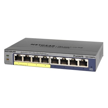 NETGEAR GS108PE Géré Gigabit Ethernet (10 100 1000) Connexion Ethernet, supportant l'alimentation via ce port (PoE) Noir