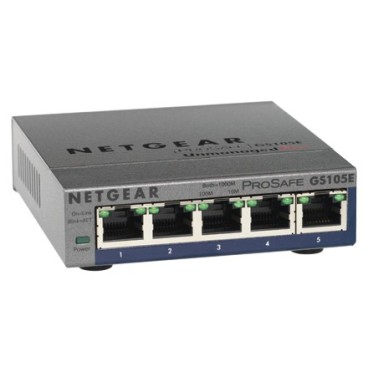 NETGEAR GS105PE Non-géré L2 Gigabit Ethernet (10 100 1000) Connexion Ethernet, supportant l'alimentation via ce port (PoE) Gris
