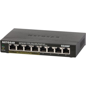 NETGEAR GS308P Non-géré Gigabit Ethernet (10 100 1000) Connexion Ethernet, supportant l'alimentation via ce port (PoE) Noir