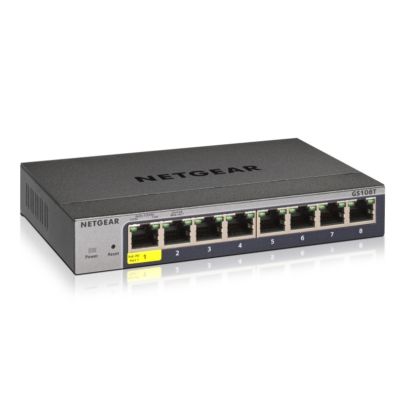 NETGEAR GS108Tv3 Géré L2 Gigabit Ethernet (10 100 1000) Gris