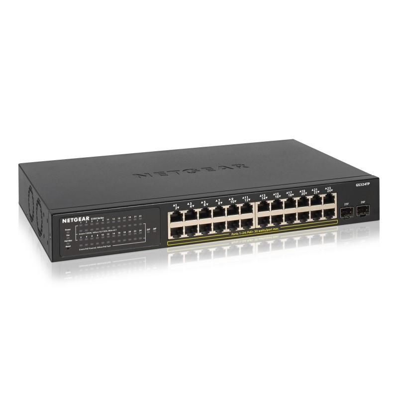 NETGEAR GS324TP Géré Gigabit Ethernet (10 100 1000) Connexion Ethernet, supportant l'alimentation via ce port (PoE) Noir